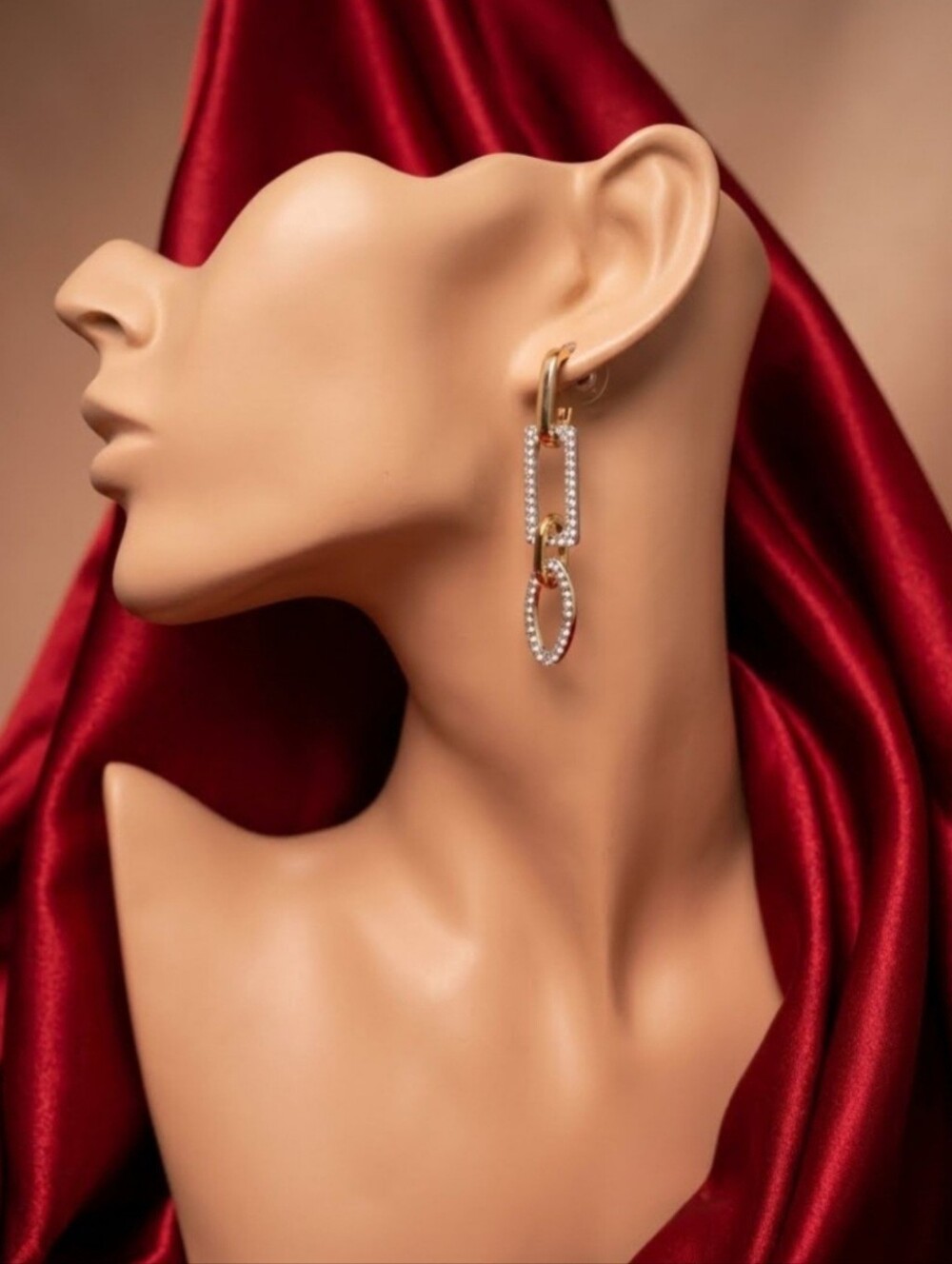 Swarovski Gold and Clear Crystal Linked Drop Earrings